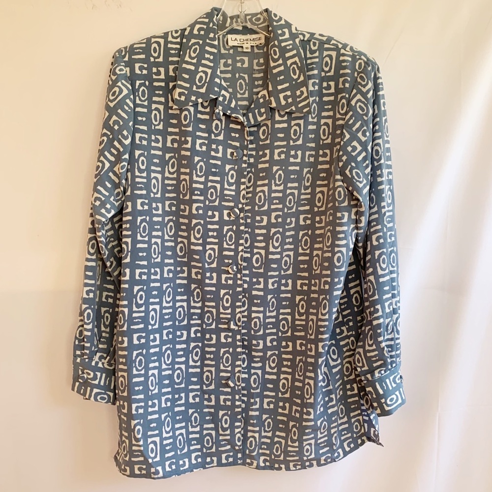 LA CHEMISE Geometrical Print Long Sleeve Shirt 10